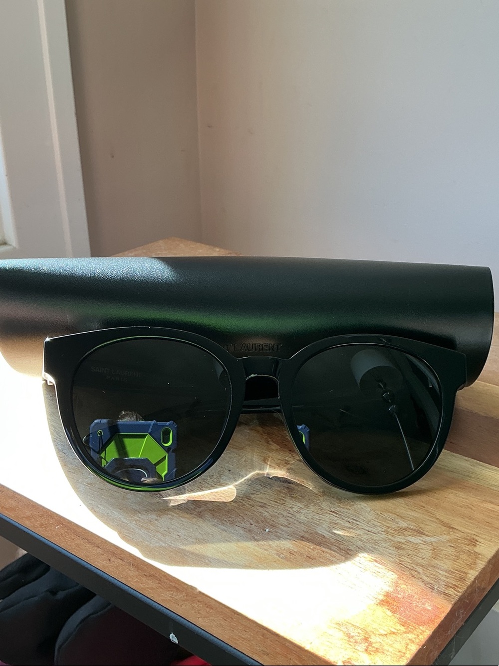Saint Laurent Matte Black Round Sunglasses